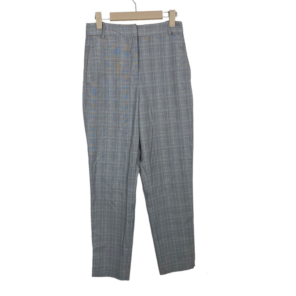 Zara Basic Gray and White Plaid Tapered Leg Trousers